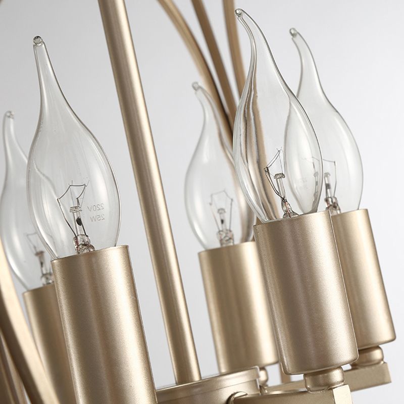 Post-Modern Metal Hanging Chandelier Light Gold Spherical Cage Shade Ceiling Chandelier for Dining Room