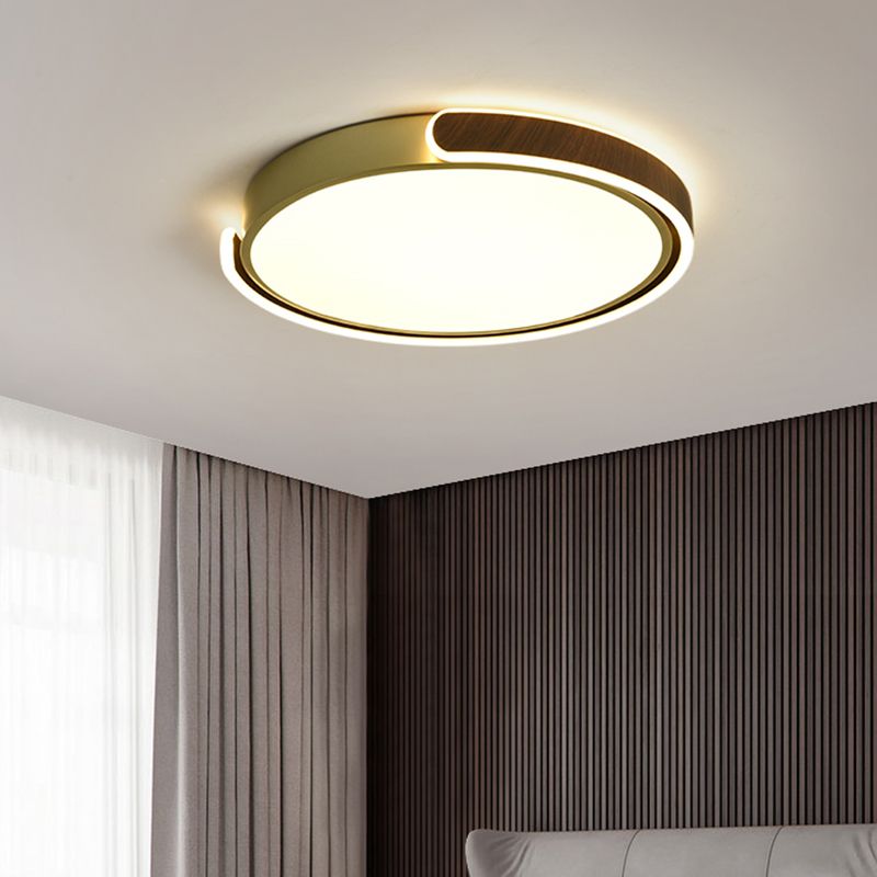 Brown Modern Metal Flush Mount Circle Shape Ceiling Light with Acrylic Shade for Passage