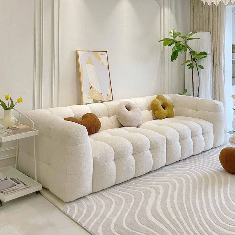 Contemporary Biscuit Back White Tuxedo Arm Living Room Seating