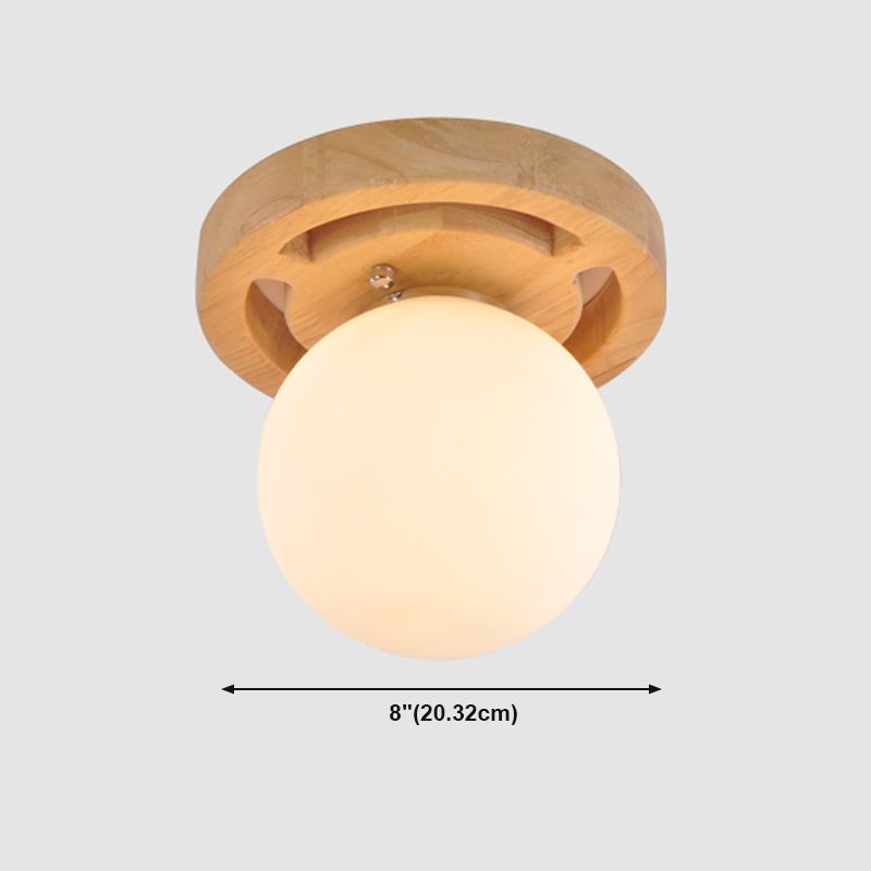 Plafonnier à abat-jour en verre, luminaire de plafond pour allée en bois de Style nordique