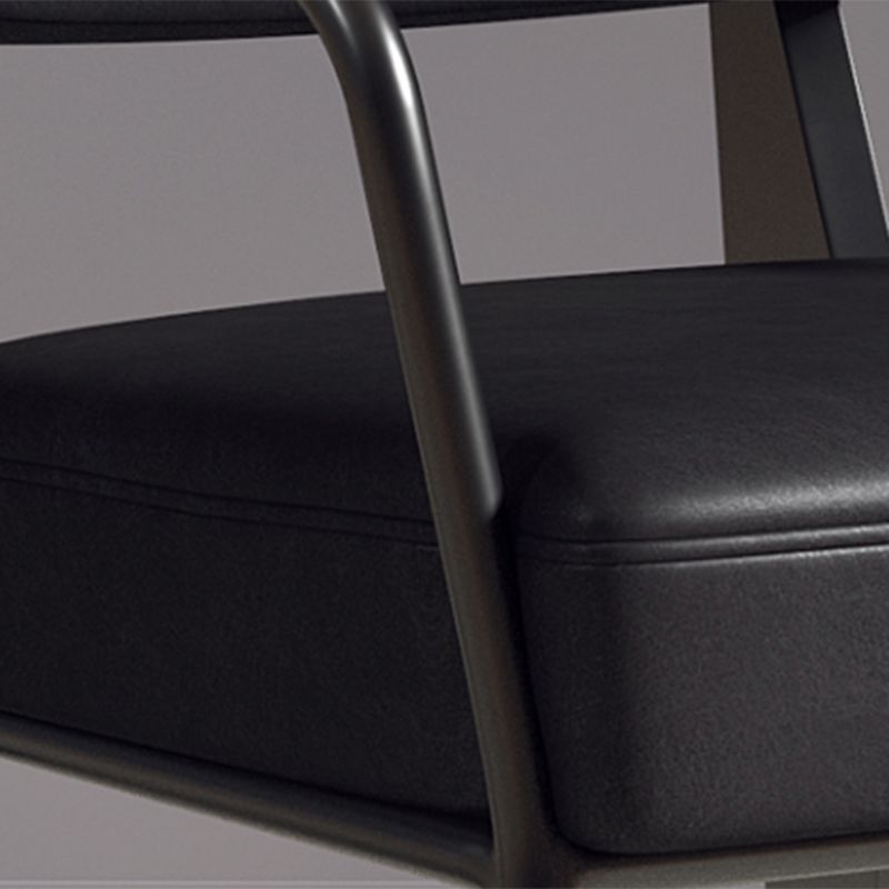 Industrial Style 24.4" Wide Faux Leather Fixed Back Armless Chair