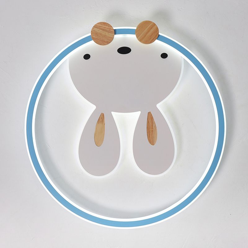 Lámpara de techo LED moderna de conejo, accesorio de iluminación de montaje empotrado con pantalla acrílica para habitación de niños