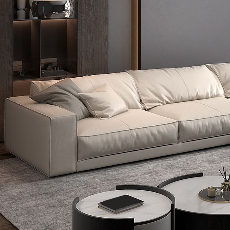 Genuine Leather Square Arm Sectional/Sofa White Sectional for Living Room