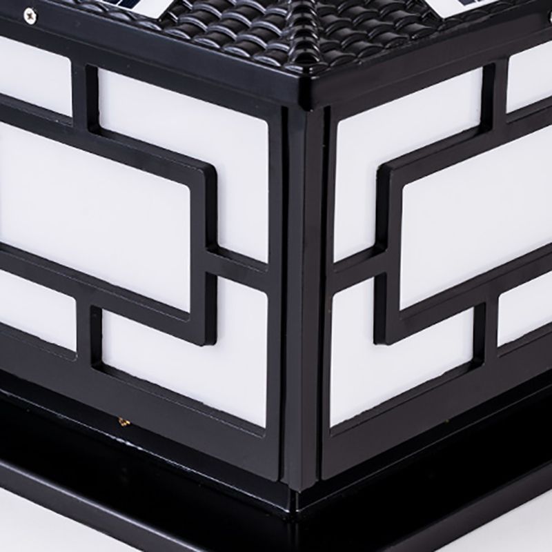 Modern Pillar Light Minimalist LED Solar Lighting Fixture with Acrylic Shade for Garden