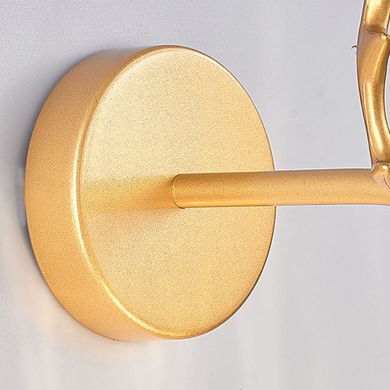 Glass Globe Wall Sconce in Modern Luxury Style Wrought Iron Wall Lamp with Antler Decoration