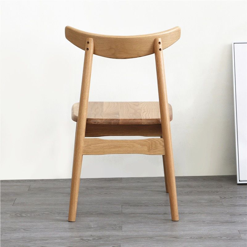 Contemporary Style Wood Dining Chair Stackable Ladder Back Arm Chair for Home