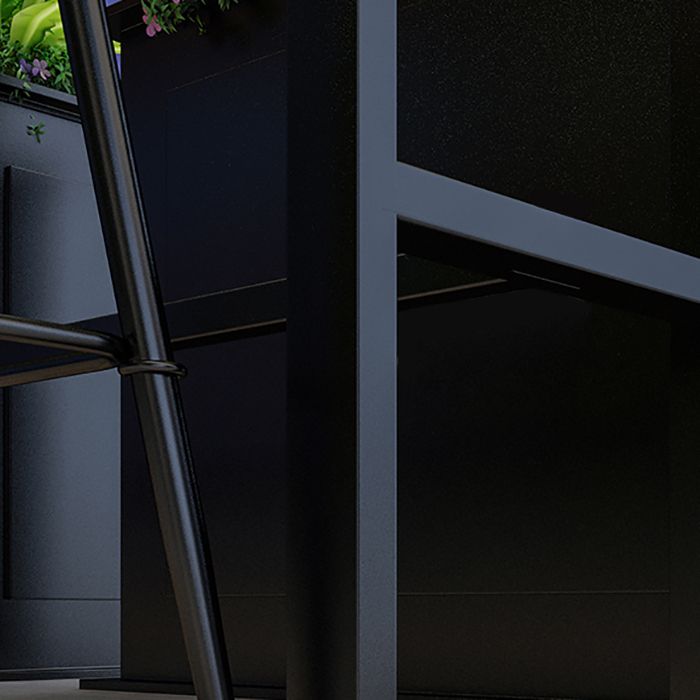 Outdoor Industrial Counter Stool Wood and Metal Black Footrest Bar Stool