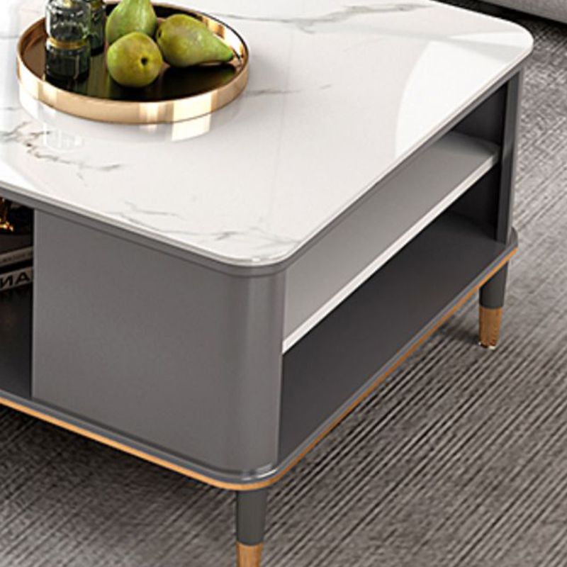 17"H Glam Coffee Table Rectangular Coffee Cocktail Table with Drawer