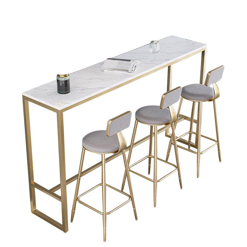 Glam Sintered Stone Bar Table Trestle Base Dining Table for Kitchen