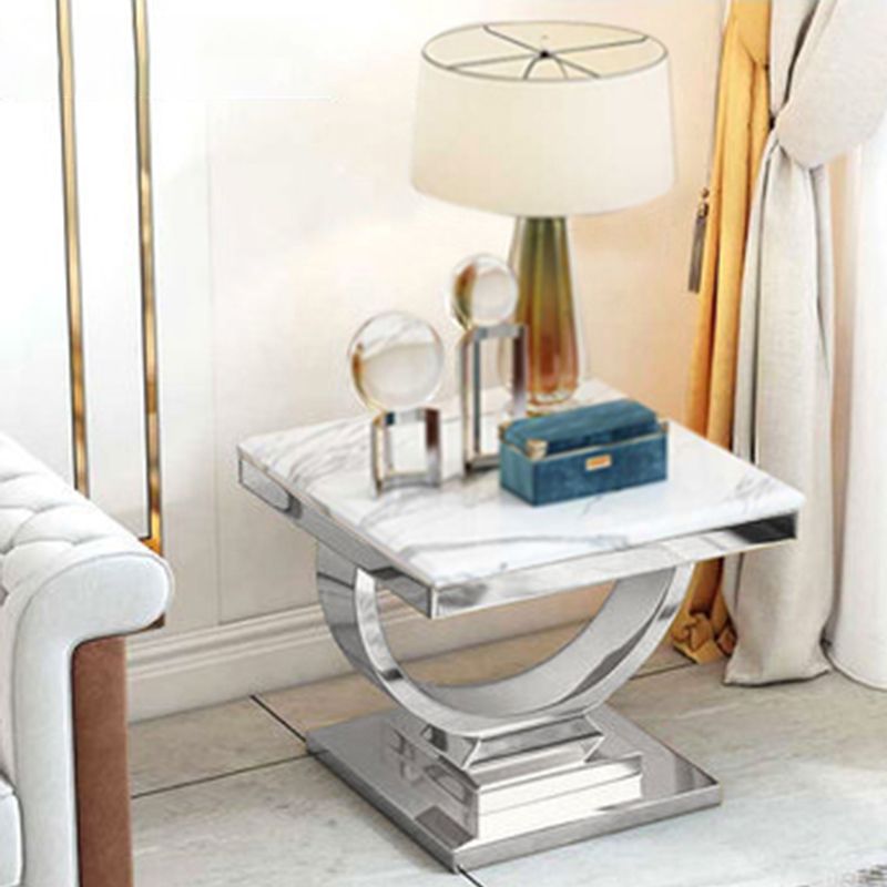 24" L X 24" W X 22" H Clam Square Side Table Metal Pedestal Side Table