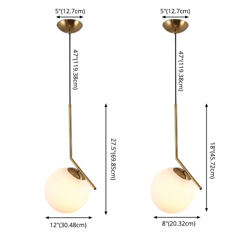 Round Hanging Pendant Lights Modern Simple White Glass Pendant Ceiling Lights for Restaurant