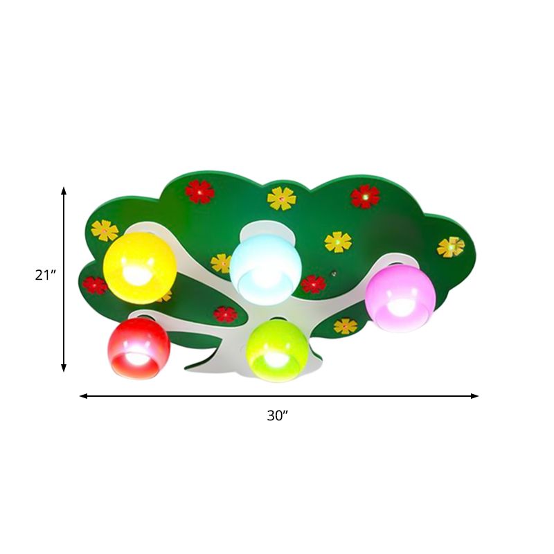 Lovely Cartoon Tree Ceiling Mount Light 5 Lights Acrylic LED Ceiling Lamp for Nursing Room