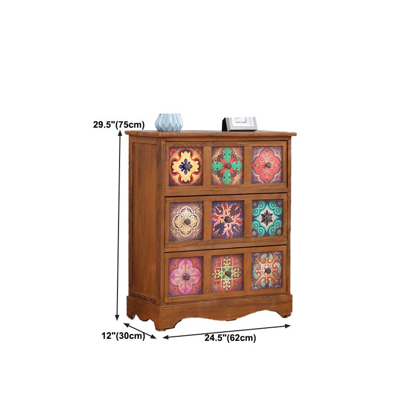 Traditional Brown Storage Chest Vertical Lingerie Chest with Drawers