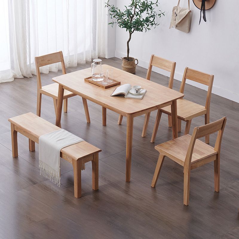 Mesa de madera de balata rectángulo mesa de comedor moderna con 4 patas para restaurante