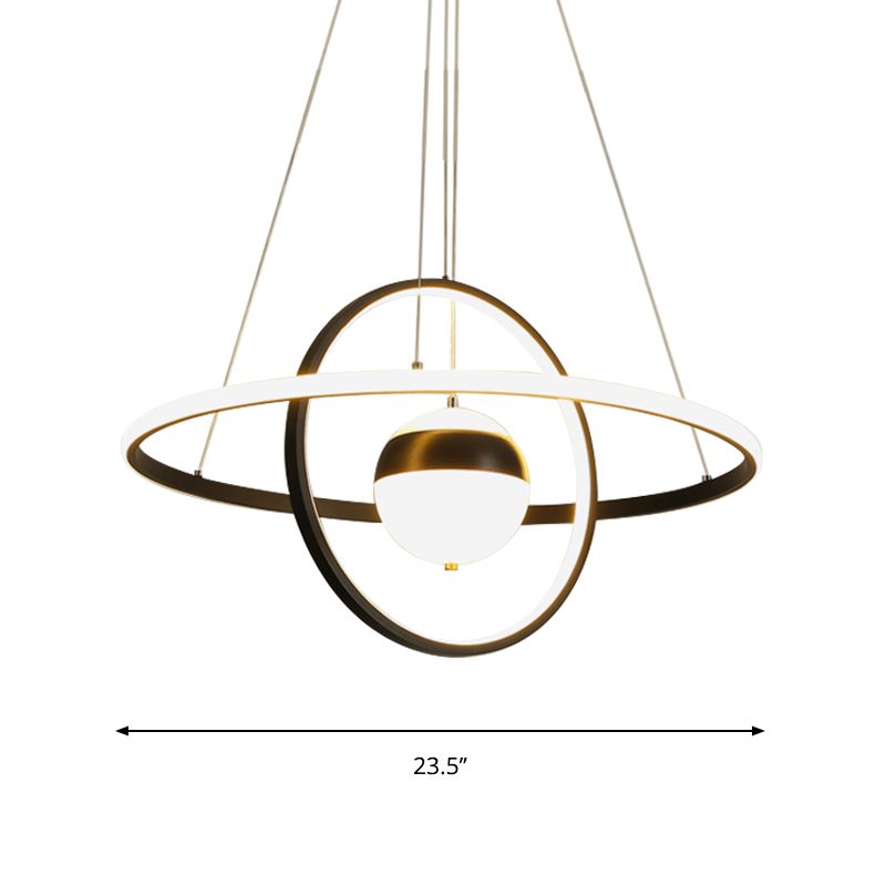 Globe Acrylic Pendulum Lamp Modernist LED Black Hanging Ceiling Light with Circular Shade
