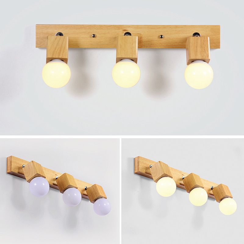 Bar Vanity Lighting Fixtures Modern Minimalist Style Wood Vanity Sconces