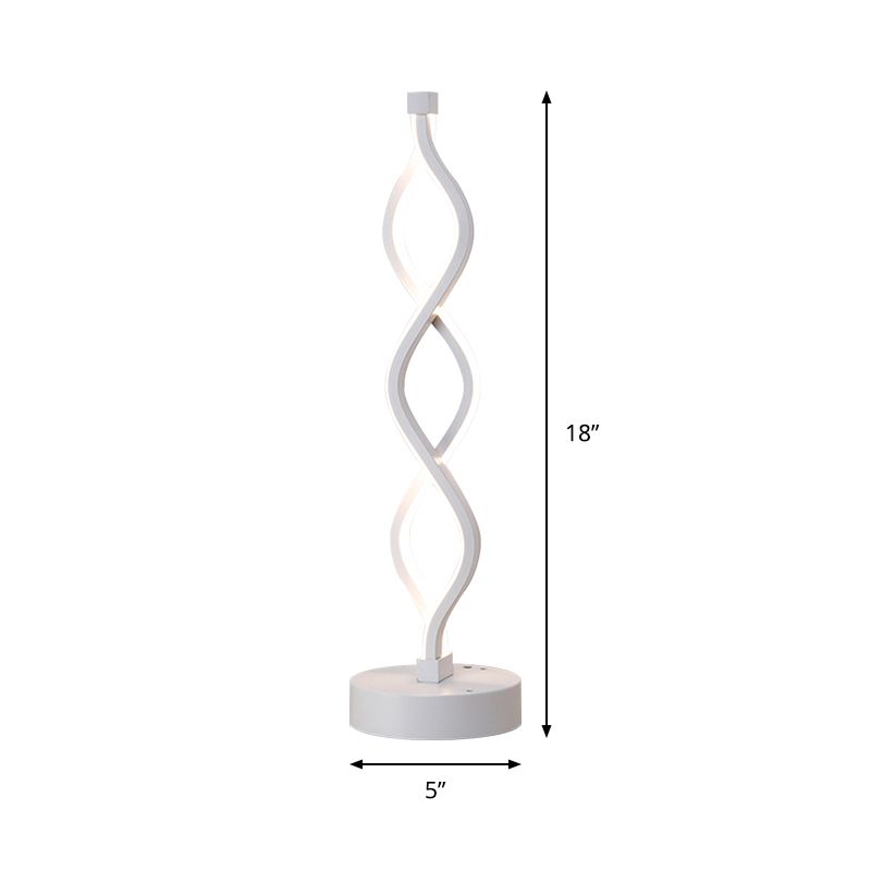 LED Bedside Task Light Minimalism White Night Table Lamp with Spiral Acrylic Shade in Warm/White Light