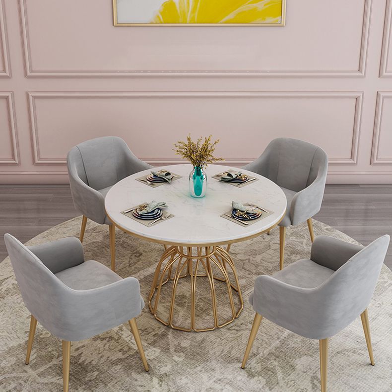 Glam 1/4/5 Pieces Round Dining Set Sintered Stone Dining Table Set for Home Use