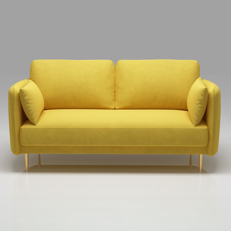 Square Arm Contemporary Settee Sofa Standard Velvet Settee Couch