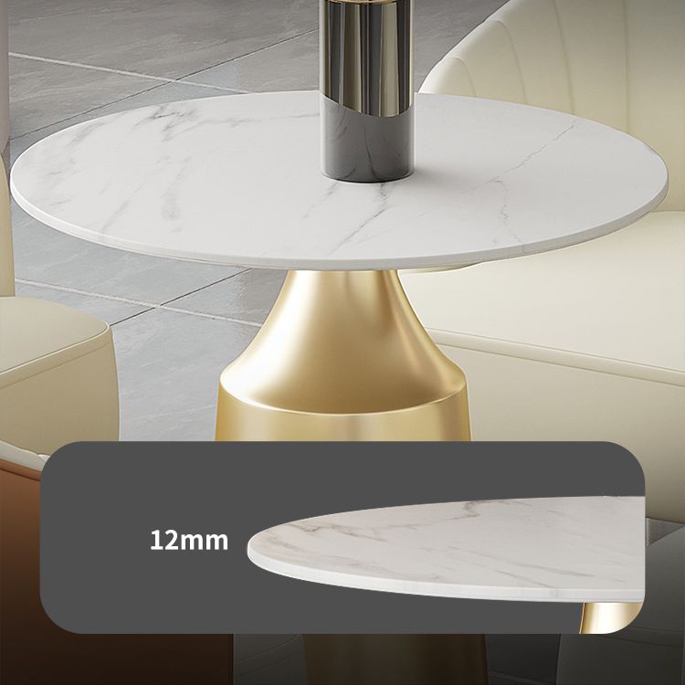 Glam Round Dining Table Set 1/5 Pieces Dinette Set with White Stone Top