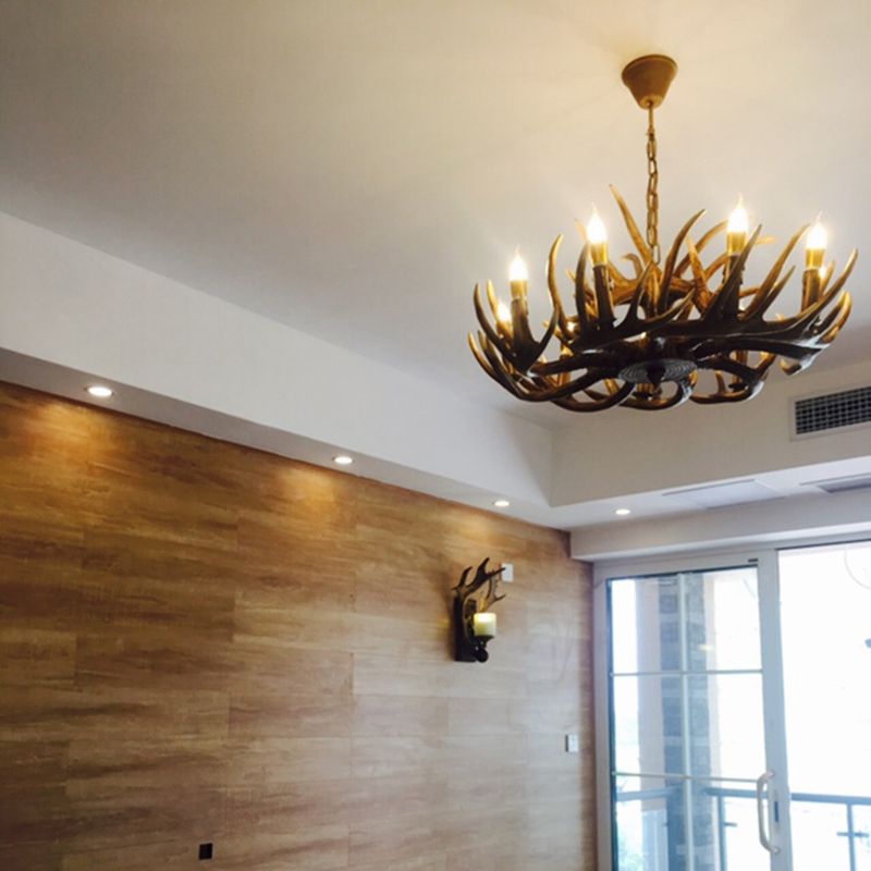 Resin Candle Shape Hanging Ceiling Light American Style Multi Lights Hanging Light