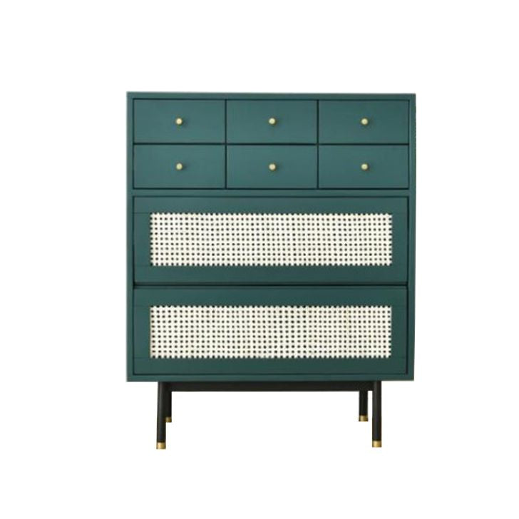 Contemporary Green Accent Chest with 8 Drawers and Straight Legs