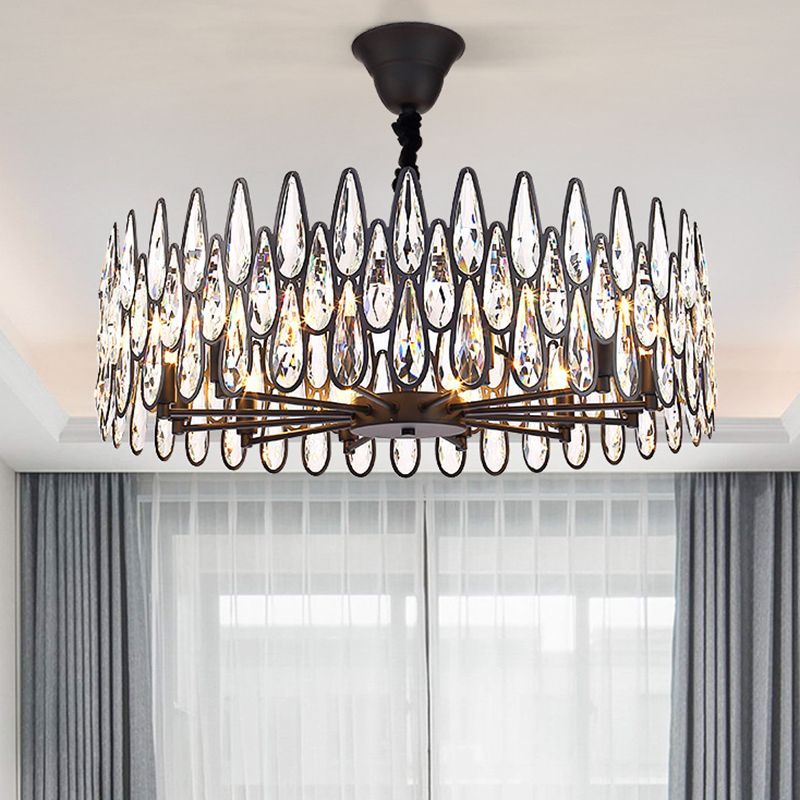 K9 Crystal Tear Drop en forma de lámpara de lámpara de lámpara negra artística para sala de estar para sala de estar