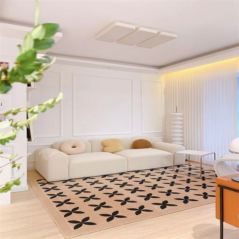 Brown Casual Rug Pattern Polyester Indoor Rug Tear Resistant Rug for Living Room