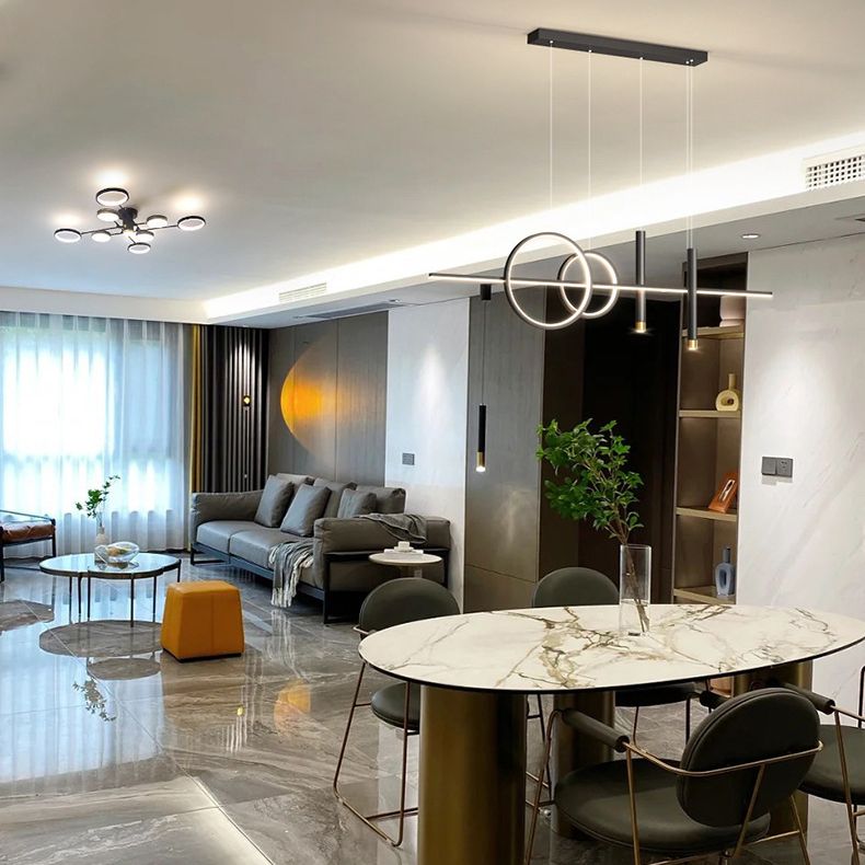 Luce isola LED lineare di ferro in gel di silice in stile minimalista moderno lampada sospesa per spazi interni