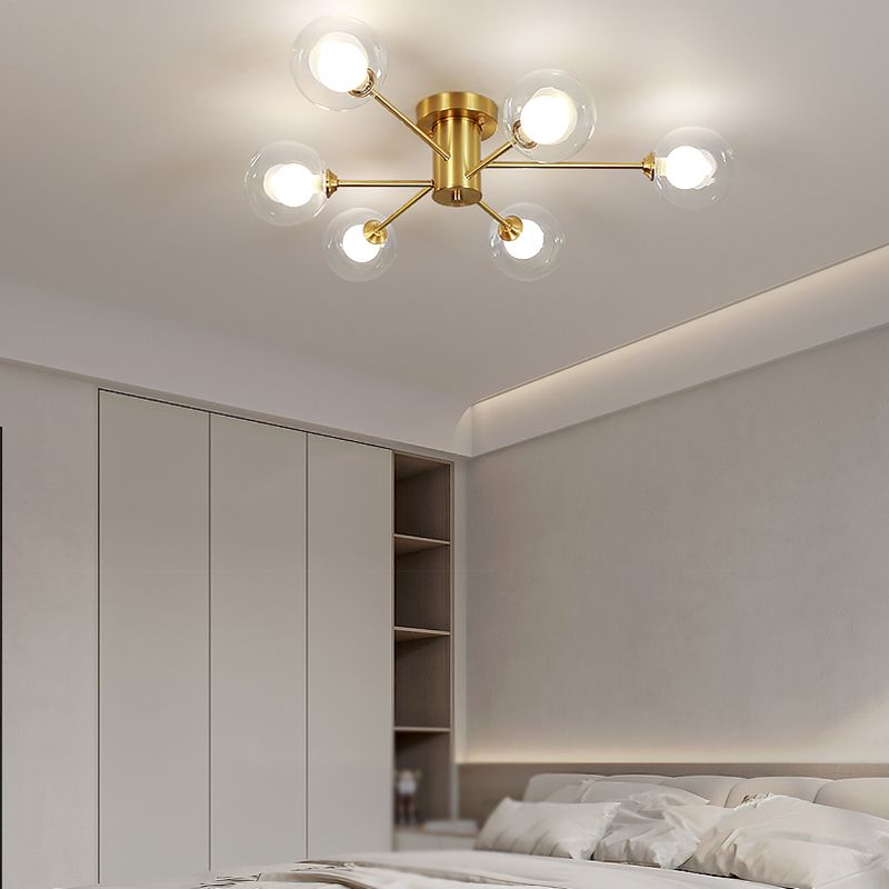 Nordic Style Ceiling Light Glass Shade Ball Shape Ceiling Lamp for Living Room
