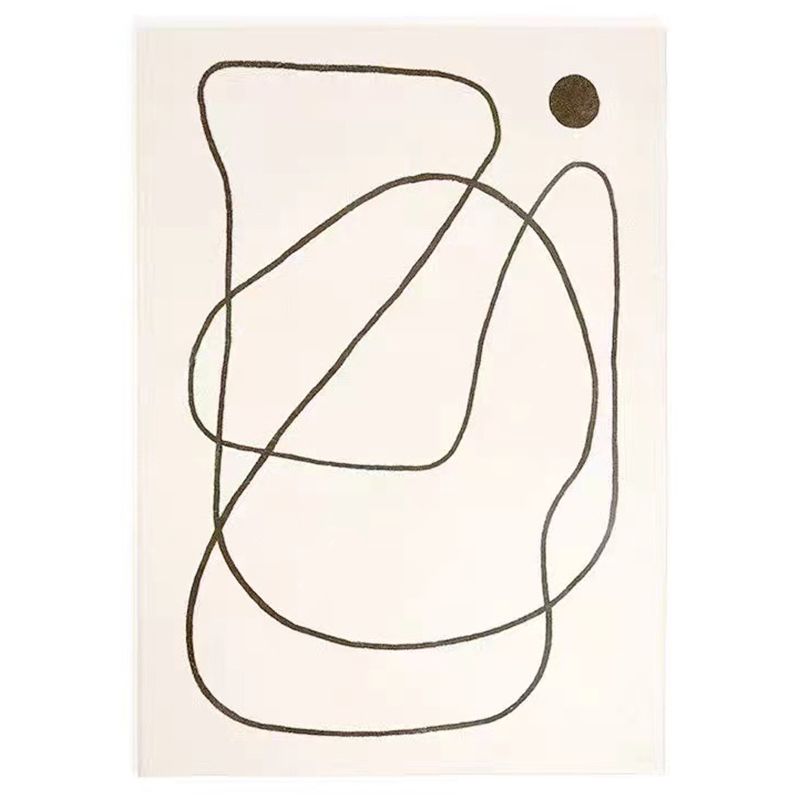 White Tone Home Decoration Carpet Simple Abstract Lines Area Rug Polyester with Non-Slip Backing Rug