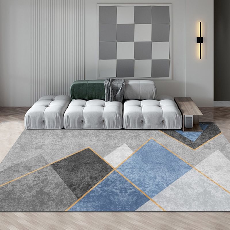 Distressed Graphic Print Rug Polyester Carpet Non-Slip Backing Indoor Rug for Living Room