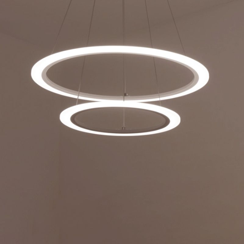 Circulair 2/3/4-laags hanger kroonluchter minimaal acryl wit led plafond hang licht voor eetkamer