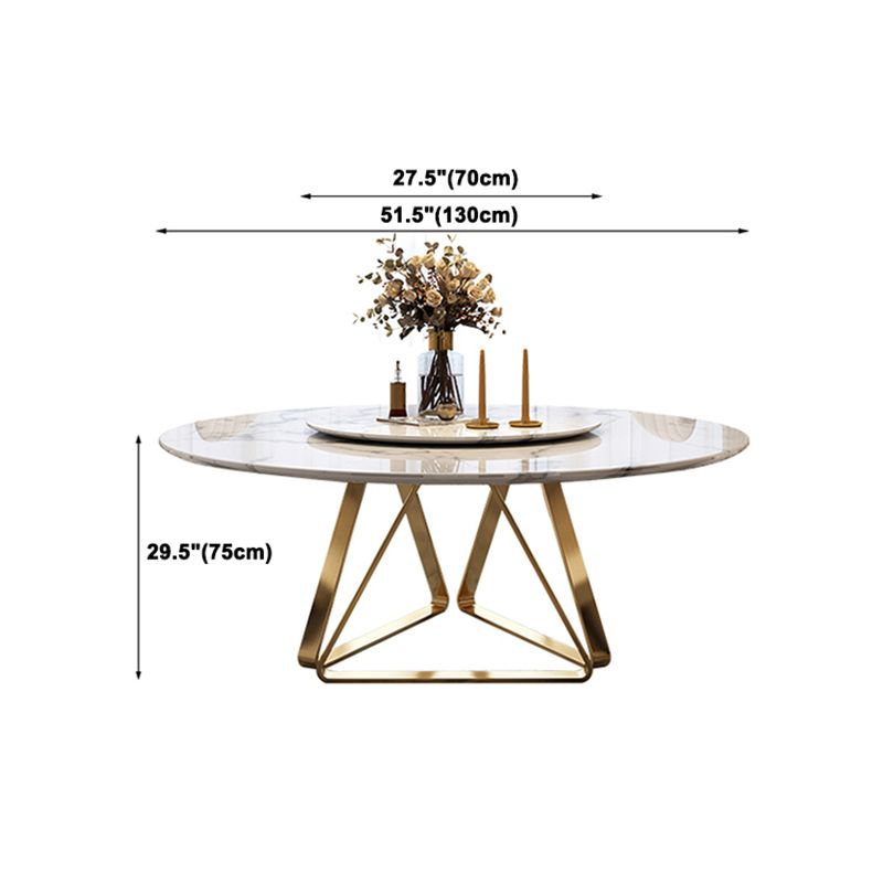 Round Dining Table Set 1/4/5/7/9 Pcs Marble Dining Table with Upholstered Chairs