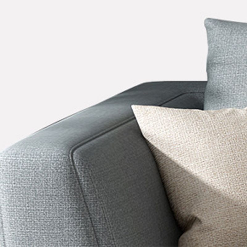 Gray 5-seat Square Arm Sectional Contemporary Fabric Slipcovered Sectional