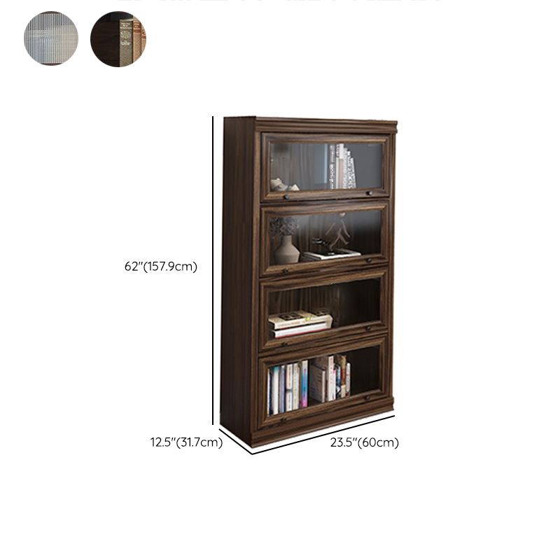Modern Closed Back Standard Bookshelf Wooden Bookcase in Brown