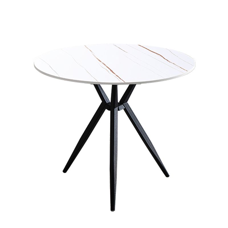 Mesa de cena redonda de estilo moderno Mesa de piedra sinterizada con base de metal para uso en el hogar
