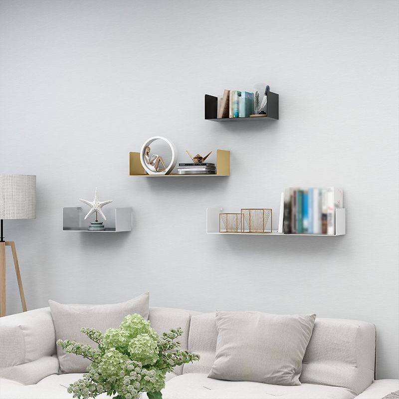 Metal Floating Bookcase Modern Style Closed Back Bookshelf for Home Office