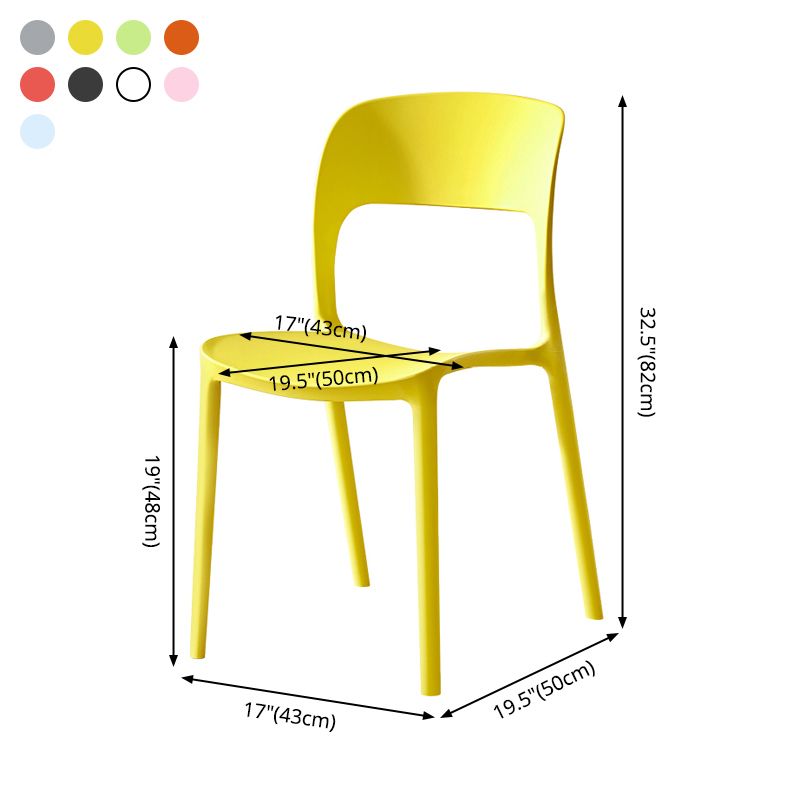 Sillas de comedor de plástico contemporáneas con respaldo abierto, silla lateral para uso en restaurantes