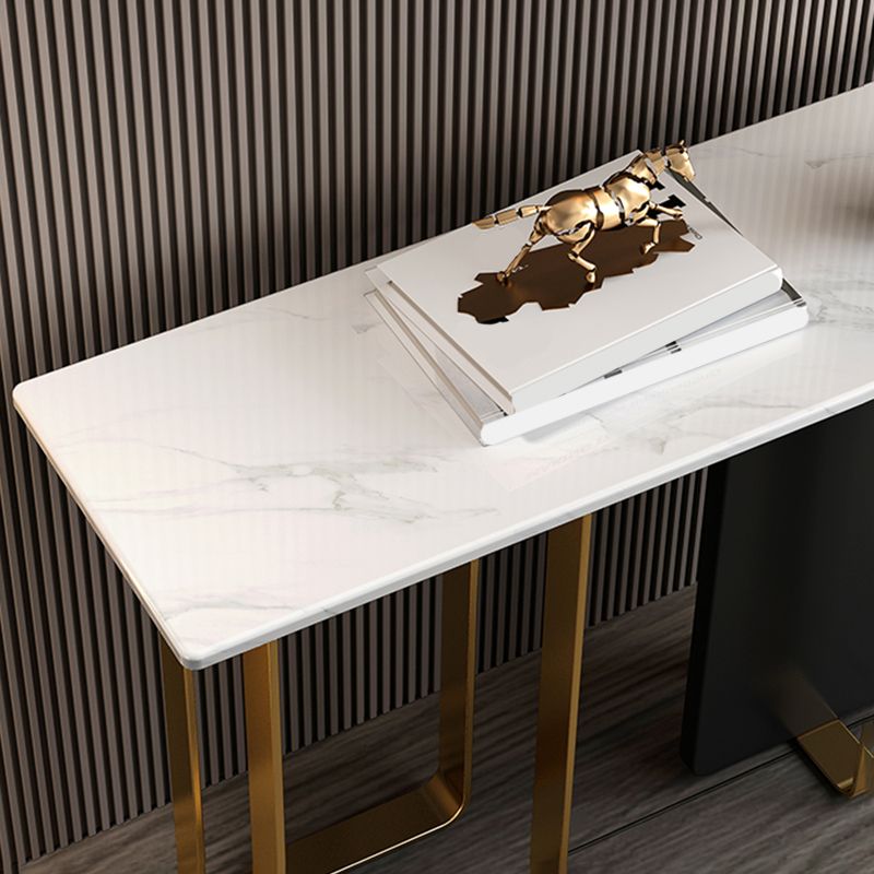 Glam Marble Rectangle Console Table Stain Resistant Scratch Resistant Console