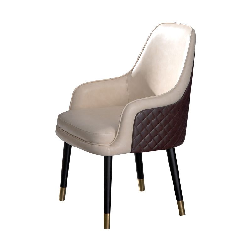 Leather Arm Chair Glam Style Indoor Dining Chair for Dining Room
