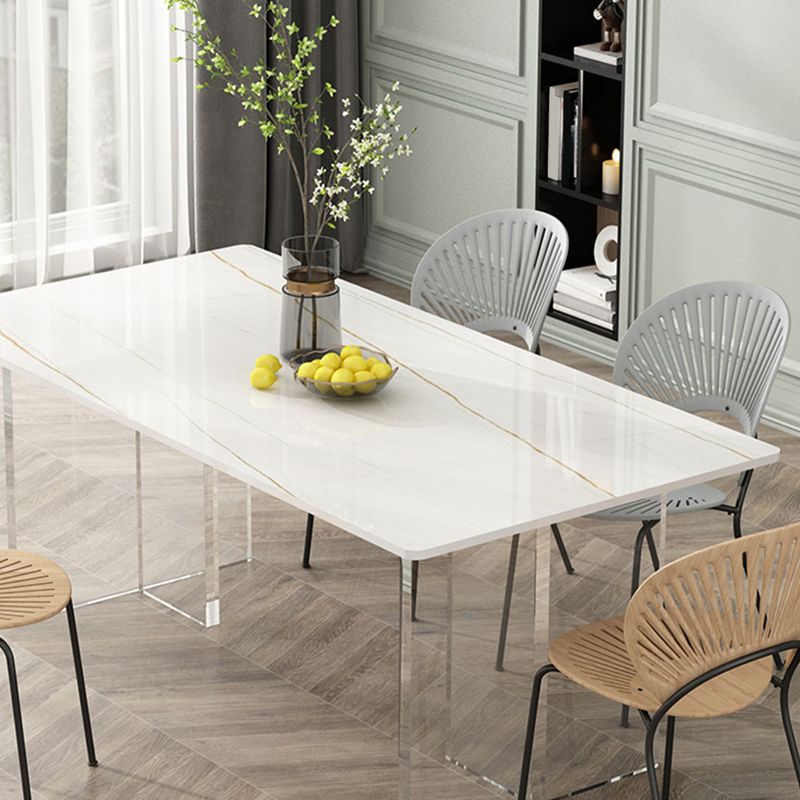 Rectangle Dinning Table with White Stone Modern Dining Table