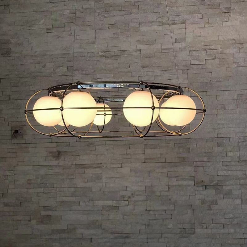 Ball Shape Glass Island Pendants Modern Multi Lights Island Pendant Lights in Gold