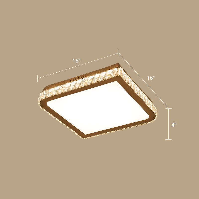 Prismatic K9 Crystal Geometric Ceiling Fixture Simple White LED Flush Mount Lighting for Bedroom