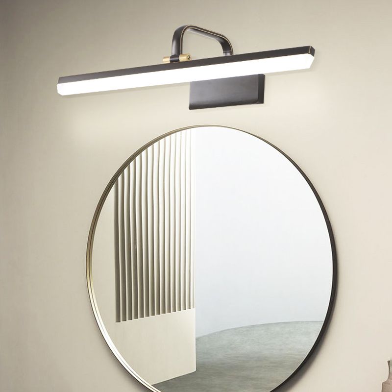 Linear Shape Contemporary Style Vanity Light Metal 1 Light LED Mirror Light for Bathroom