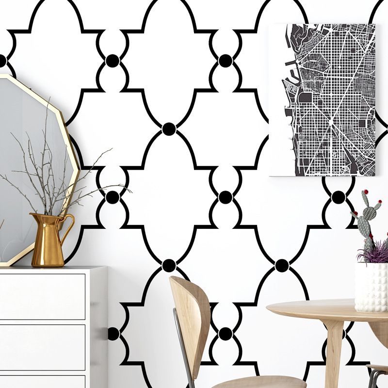 Geometries and Harlequin PVC Wallpaper in Black and White Decorative Non-Pasted Wall Covering