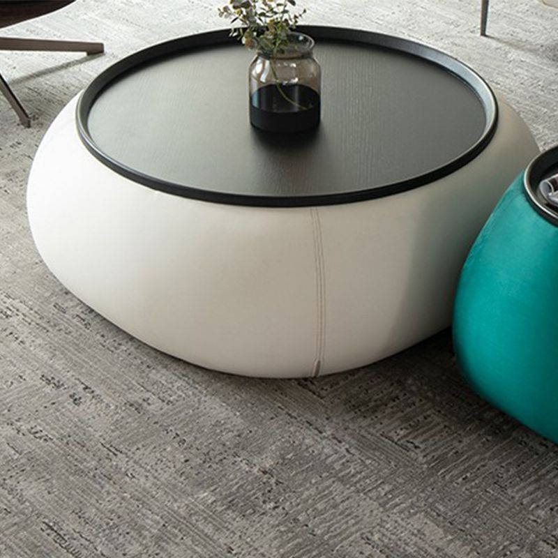 Round Modern Coffee Table White/Orange/Green Cocktail Table for Living Room