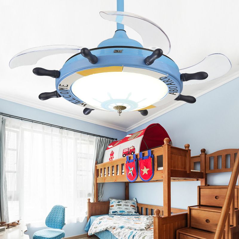 Modern Ceiling Fan Light Fixture Children's Style Metal Bedroom Ceiling Flush Light
