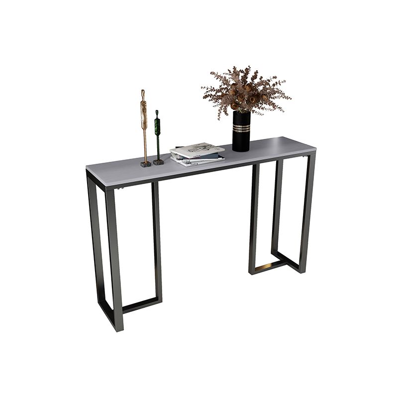 Rectangle Stone Top Accent Table with Black Irone Base for Hall