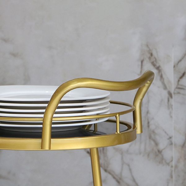 32.28"H Rolling Modern Prep Table Metal Oval Prep Table for Dining Room